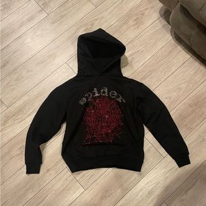 Black Sp5der OG Rhinestone Hoodie